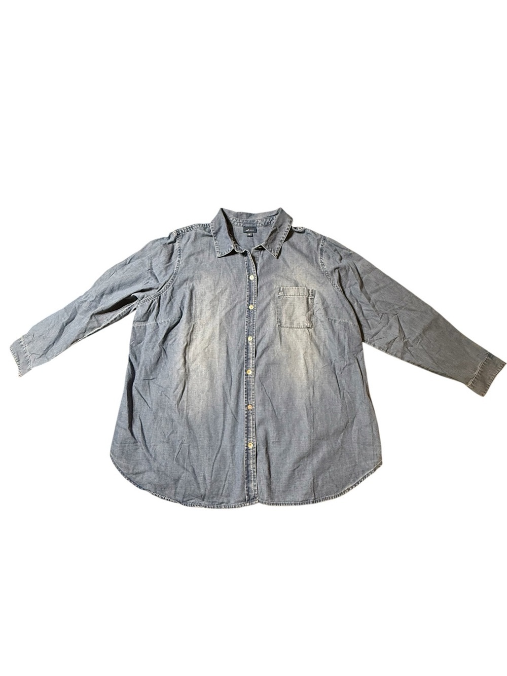 Soft Surroundings XL Tencel Blue Chambray Denim Button Down Big Shirt